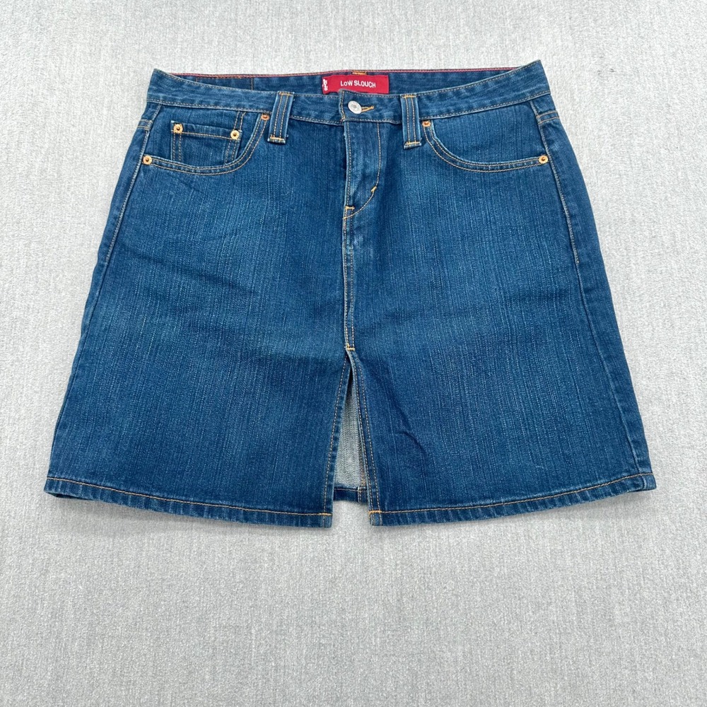 Levi's Denim Skirt Women 11 JR Blue Low Slouch Dark Wash Mini Skirt 5-Pocket